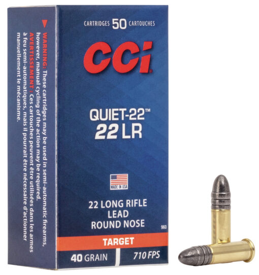 CCI Ammunition Quiet-22 .22 Long Rifle 40 Grain Lead Round Nose Rimfire Ammunition