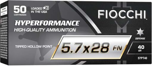 Fiocchi Hyperformance Defense 5.7x28mm 40 Grain THP Brass Cased Pistol Ammunition