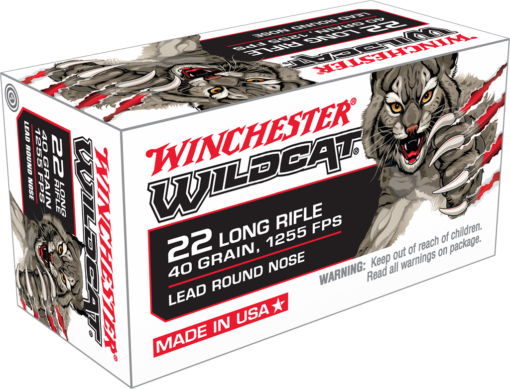 Winchester Wildcat .22 Long Rifle 40 Grain Lead Round Nose Brass Cased Rimfire Ammunition